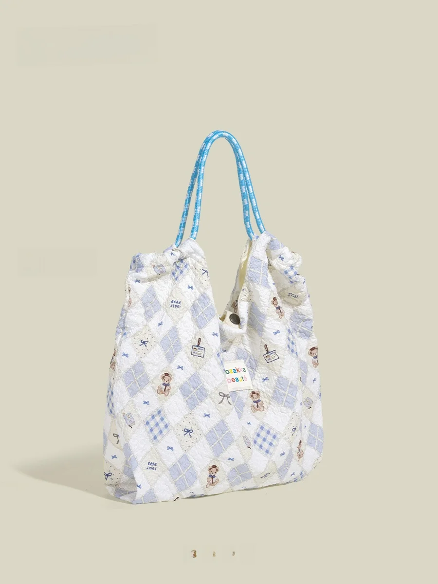 

Cute Cartoon Diamond Bear Flower Pring Canvas oulder Bag Large Capaci Fem Student Commuting Single oulder Bag Lig...