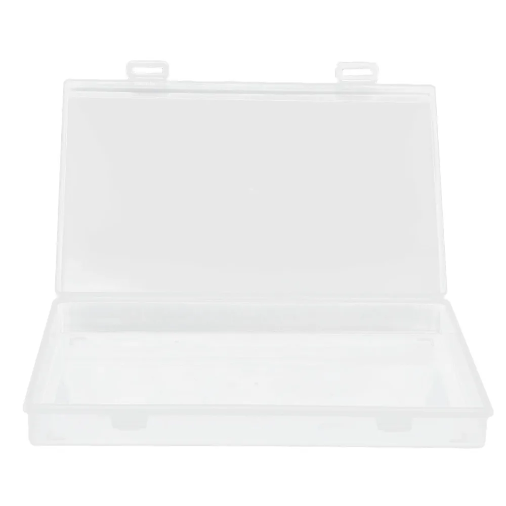 4pcs Transparent Transparent Plastic Box Flap Lid PP Hinged Cover Box Durable Stackable Clear Plastic Storage Office Supplies