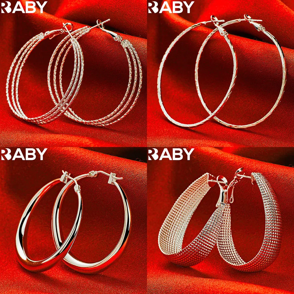 

URBABY 925 Sterling Silver Geometric Hoop Earrings For Women Charm Trend Birthday Gifts Fashion Party Fine Jewelry