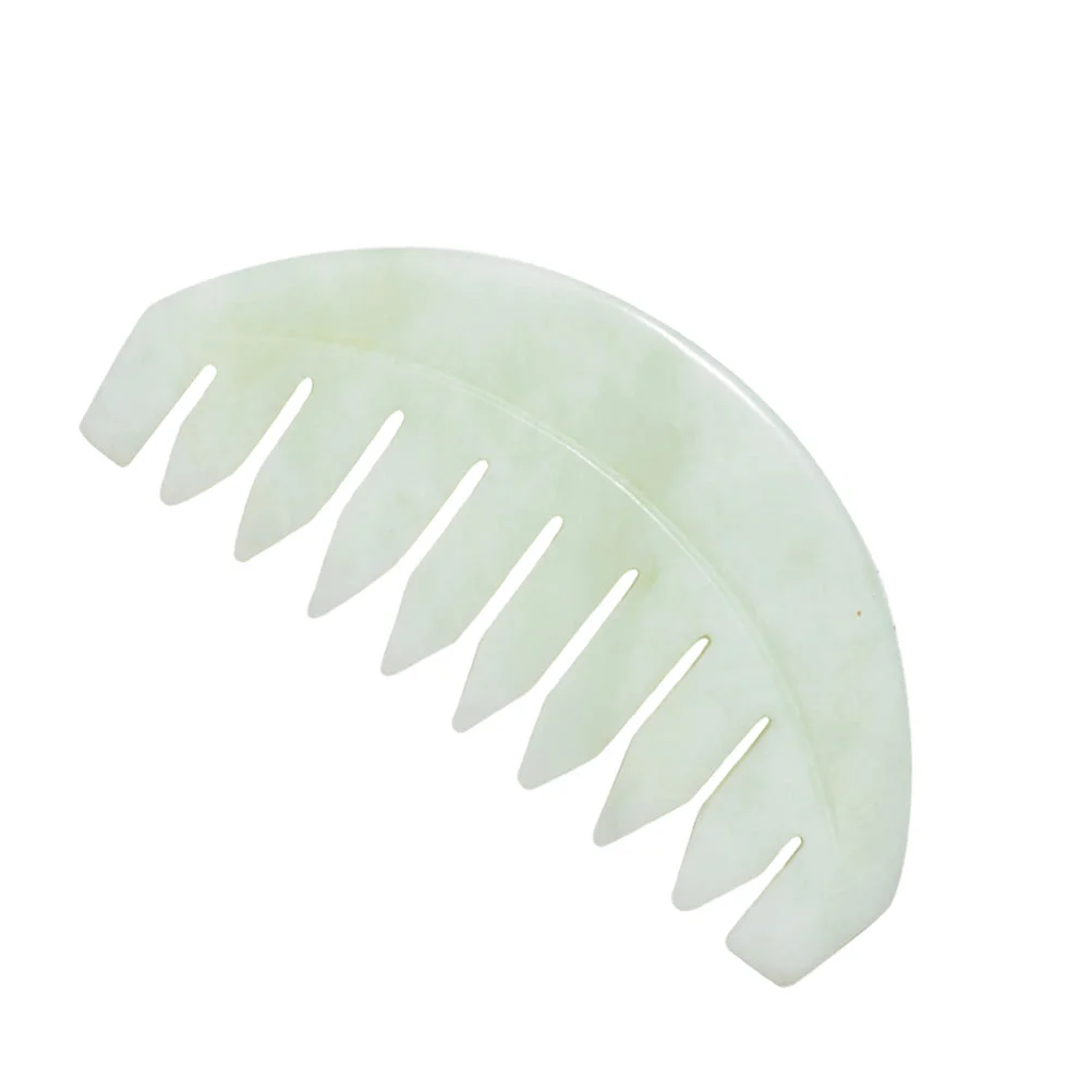 

Jade Massage Comb Wide Tooth Hair Comb Handheld Guasha Scalp Comb Natural Trigger Point Deep Tissue Self-Massage Tools