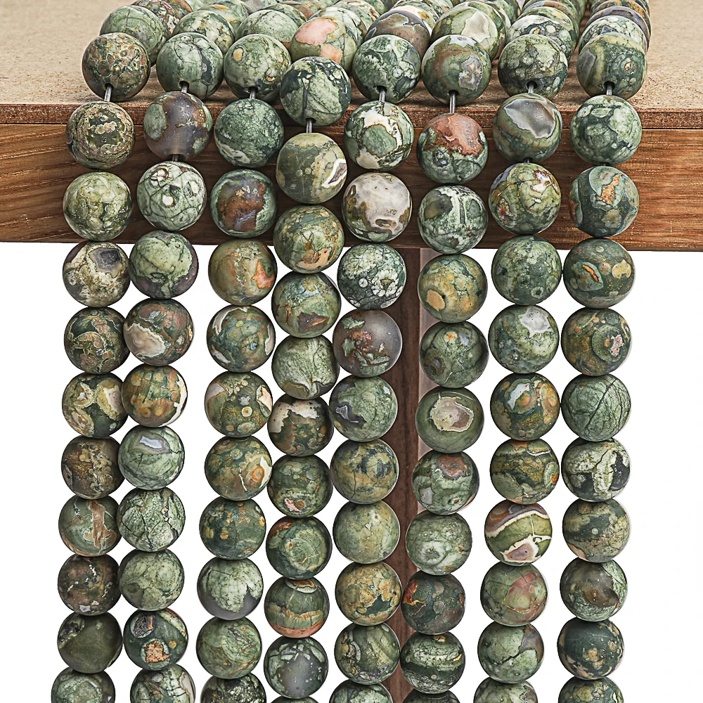 Natural Rhyolite Beads Strands Green Round Loose Beads For Jewelry Making DIY Bracelet Accessories 4/6/8/10MM