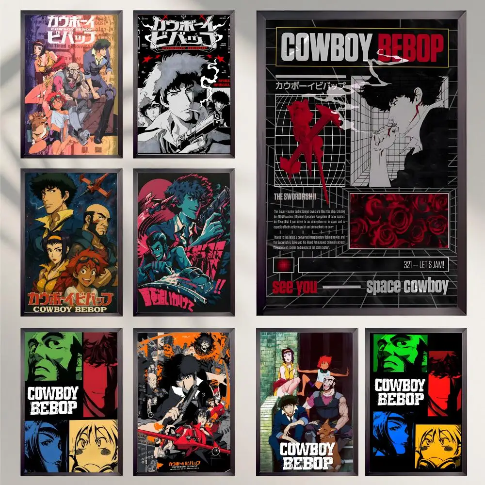 Póster de Anime C-Cowboy BebopS HD, decoración de pared impermeable versátil, autoadhesiva, perfecta para cualquier habitación y regalo Ideal