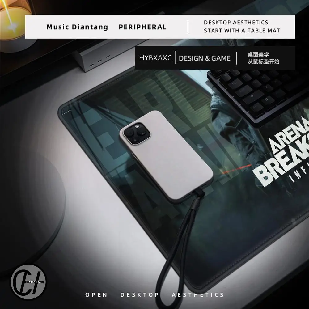 لوحة ماوس ألعاب Arena Breakout Infinite، لوحة ماوس ألعاب كبيرة بحافة قفل سميكة للوحة مفاتيح الكمبيوتر، حصيرة مكتبية للطاولة