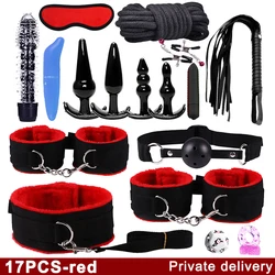 17pcs Sex Toy For Couple Suit 18 Adult Binding Handcuffs Anal Plug Bdsm Sex Kit For Women Sex Games Mouth Mask Adult Products