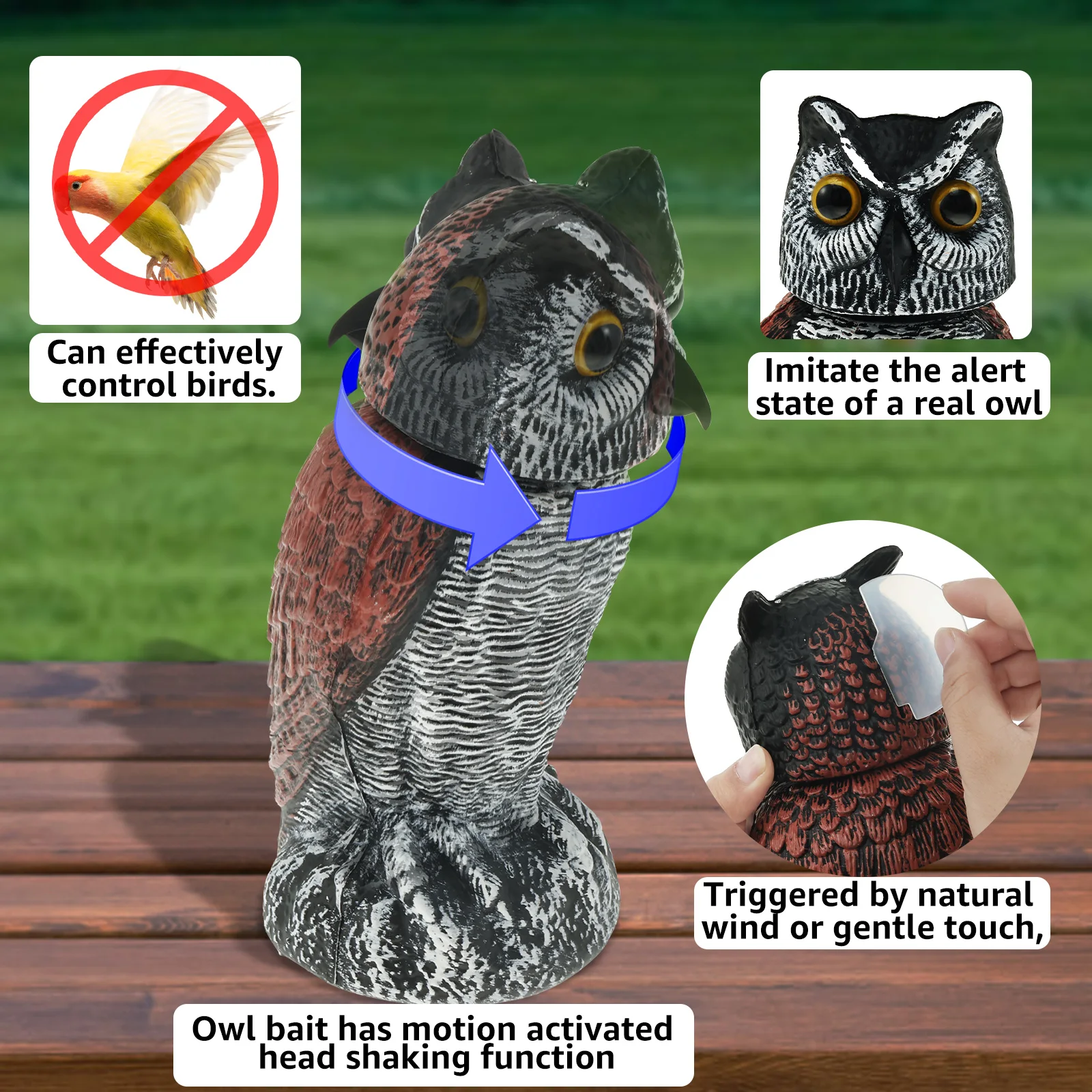 1/2 Pcs Owl Scare Bird Repeller Owl Prowler Decoy Protection Repellent Pest Control Scarecrow Decoy Lifelike Owl Bird Deterrent