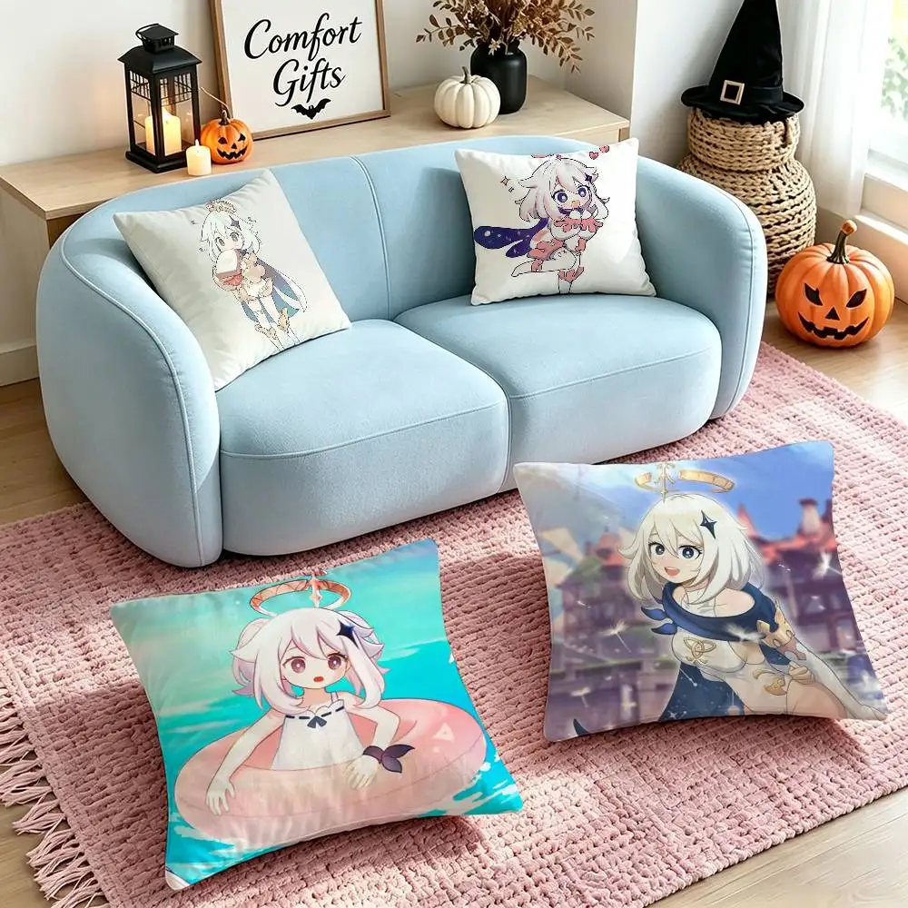 Game Genshin Impact Paimon Pillow Case Square Double-Sided Sofa Cushion Cover Bedroom Bedside Pillow