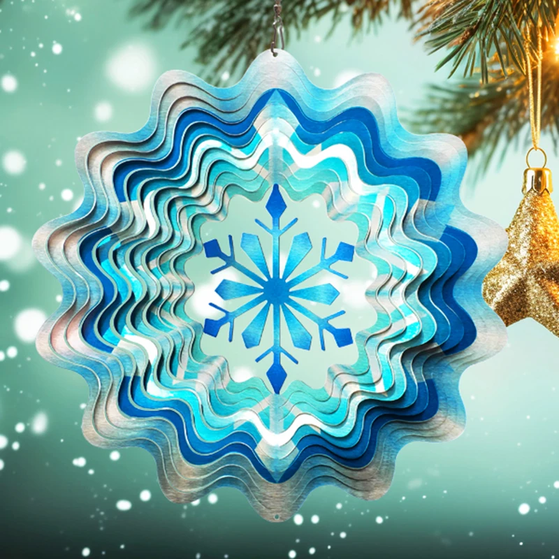 PSATHENATI Wind Spinner 3D Stainless Steel Christmas Decoration Garden Indoor Outdoor Hanging Worth Gift 12 inch Snowflake