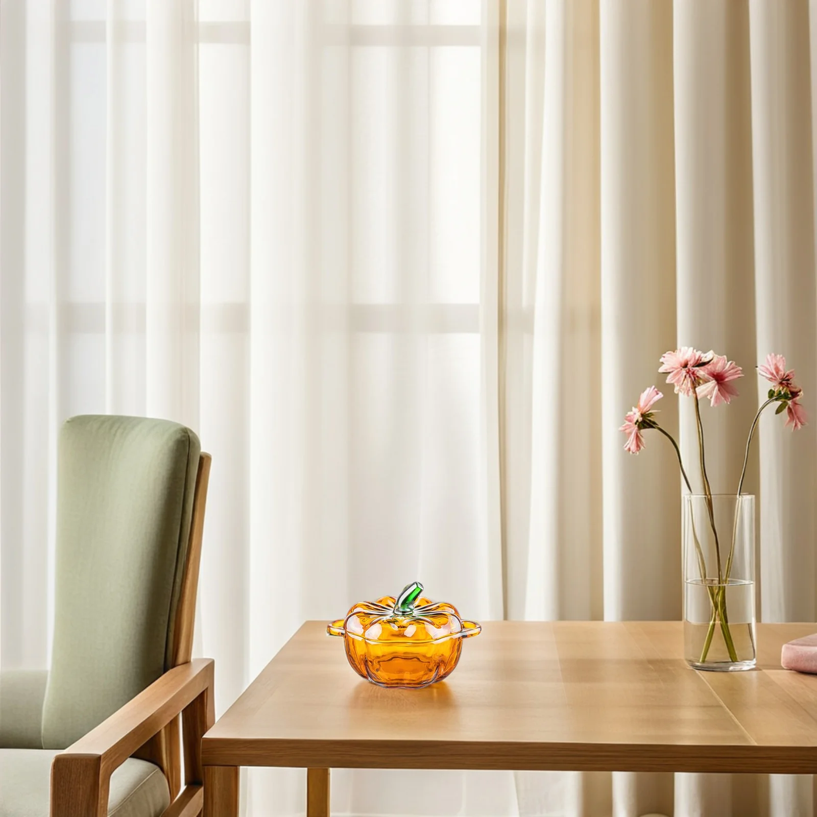 

Glass Sealed Can Airtight Jars Pumpkin Bowls Candy Kitchen Food Storage Decorative Clear