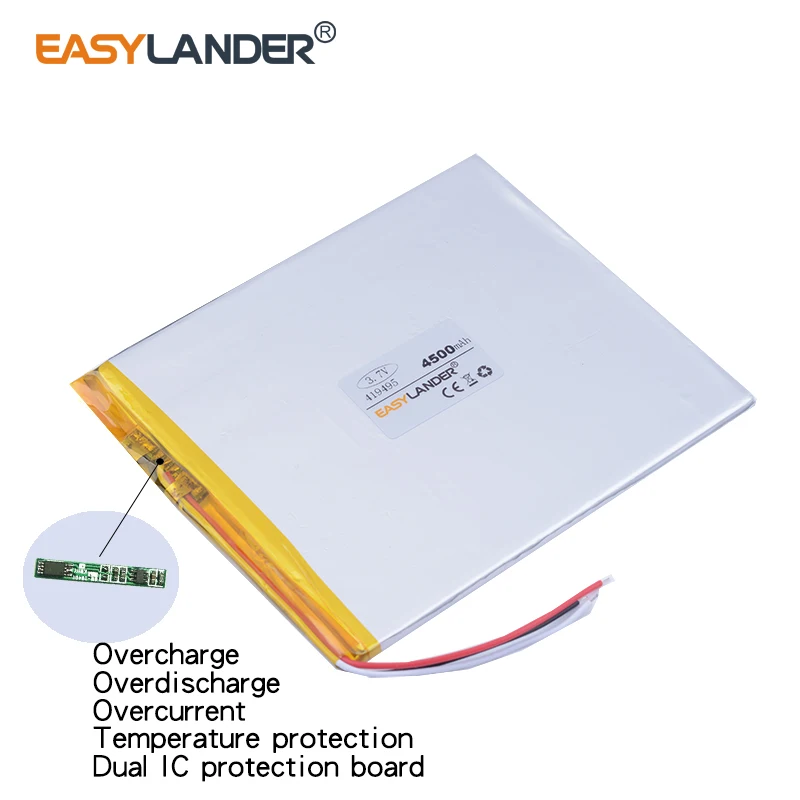 3.7V 3-wire 419495 4500mAh Rechargeable Lithium Li-ion Li Polymer Battery For Tablet Pc  DIY mobile Power bank PAD DVD