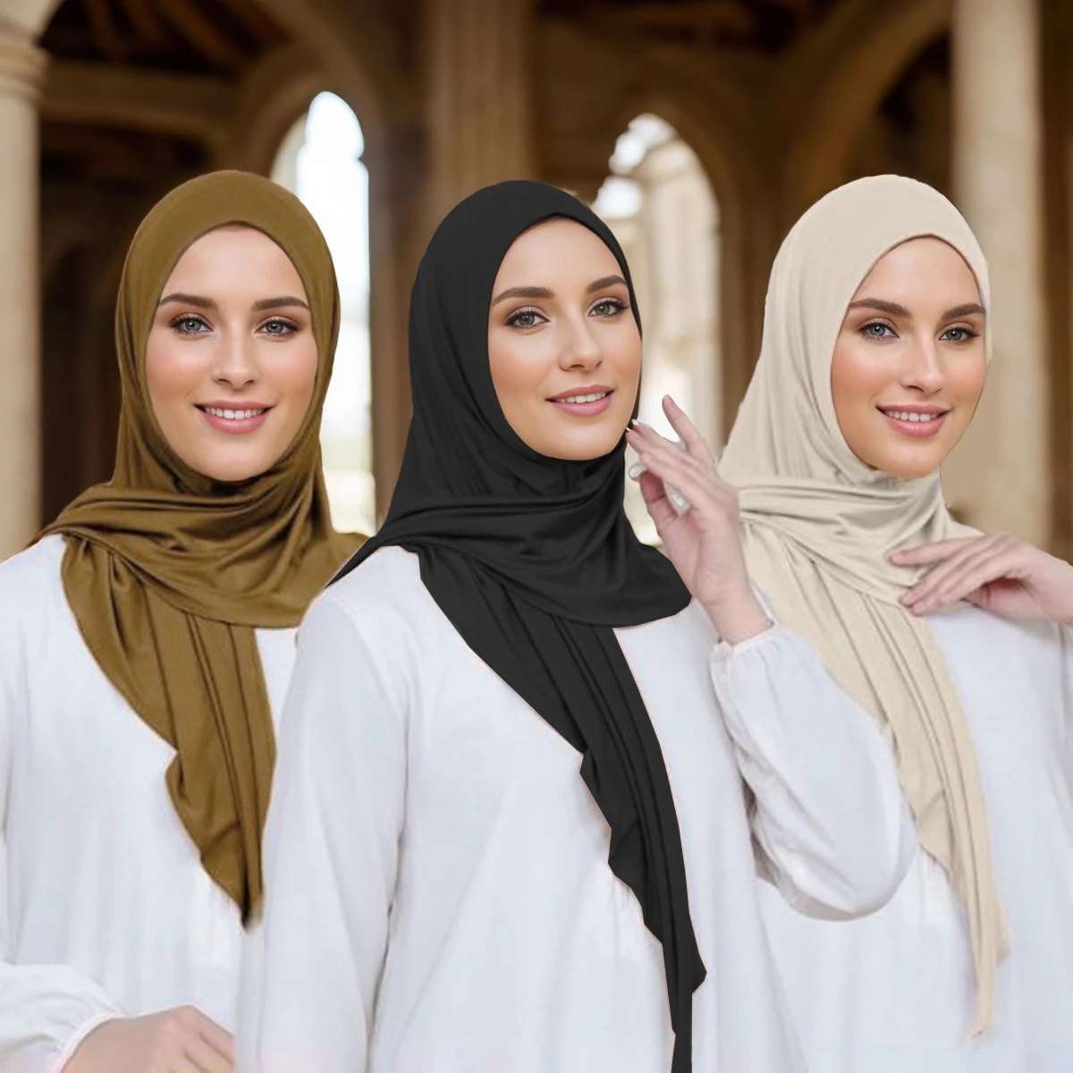 الصلبة مشروط جيرسي الحجاب الفوري وشاح للمرأة المسلمة الحجاب السيدات لينة أغطية الرأس الإسلامية عمامة الإناث الحجاب 68*68 سنتيمتر