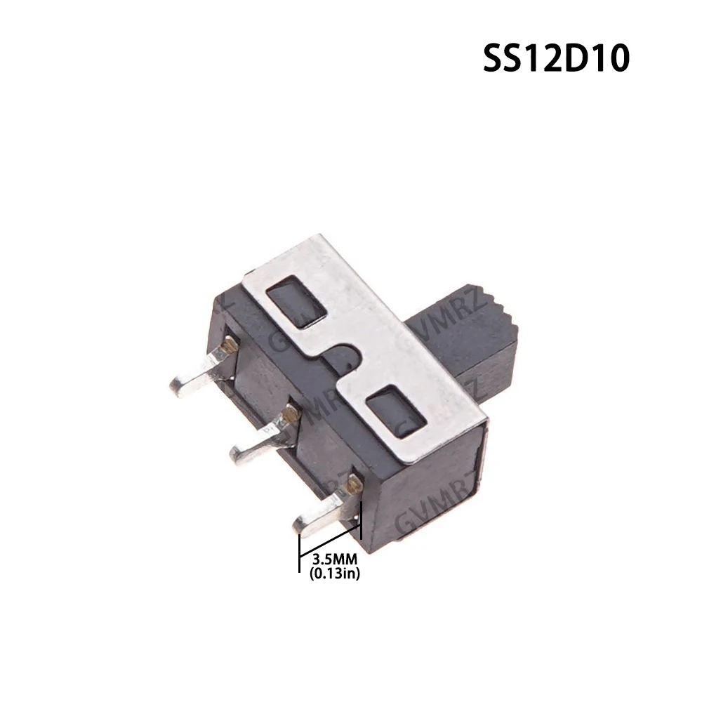 10PCS SS12D06 SS12D10 Toggle Switch Power Switches, 3Pins Straight Spacing 4.7mm, 3P Feet Handle High 5mm, 3A 250V