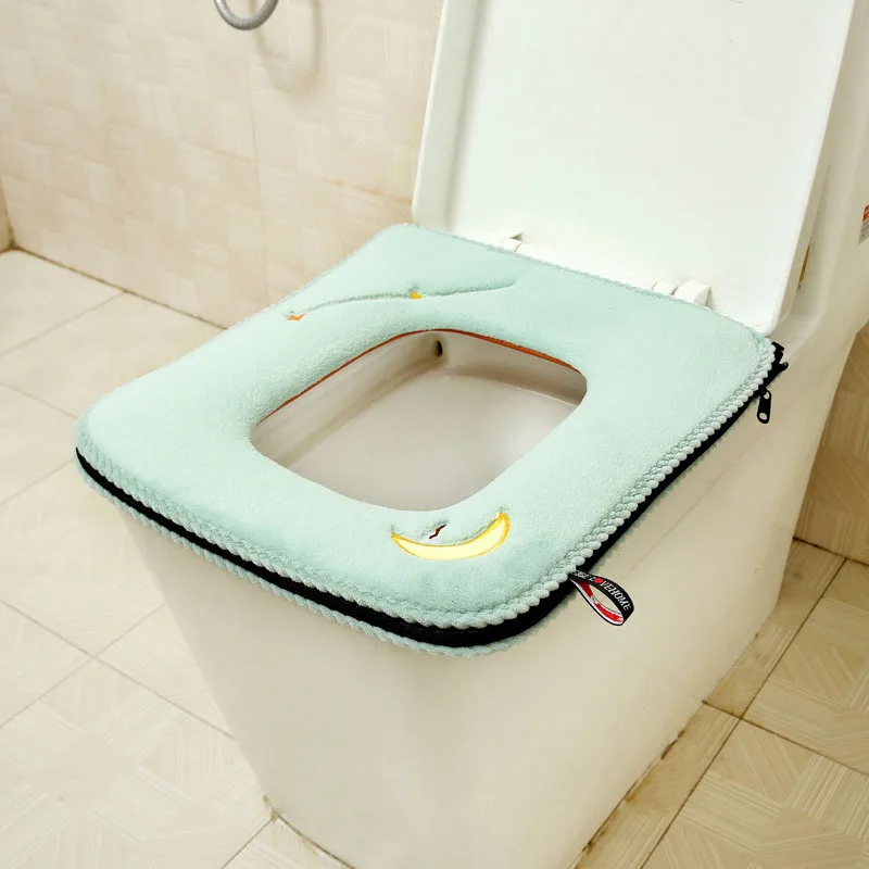 Square Summer Toilet Seat Cover With Handle Comfortable Toilet Cushions Zipper Toilet Seat Case Home Decor Closestool Pad 1 PC