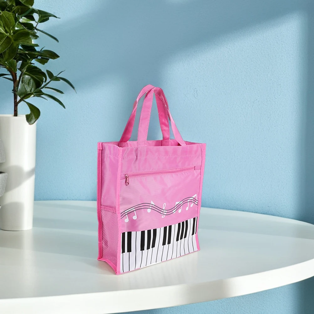 

3 pcs Reusable Shopping Bags Foldable Grocery Pink Non-woven Music Teachers Ladies Tote Eco Friendly Storage Bag Gifts