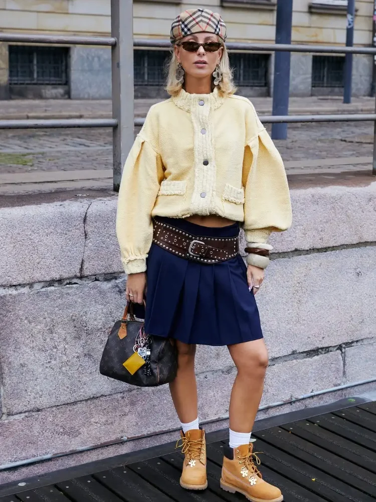 

Women Elegant Yellow Knitted Coat Casual Single Breasted Pocket Loose Jacket Fashion Autumn New Daily Office Commuting Outerwear