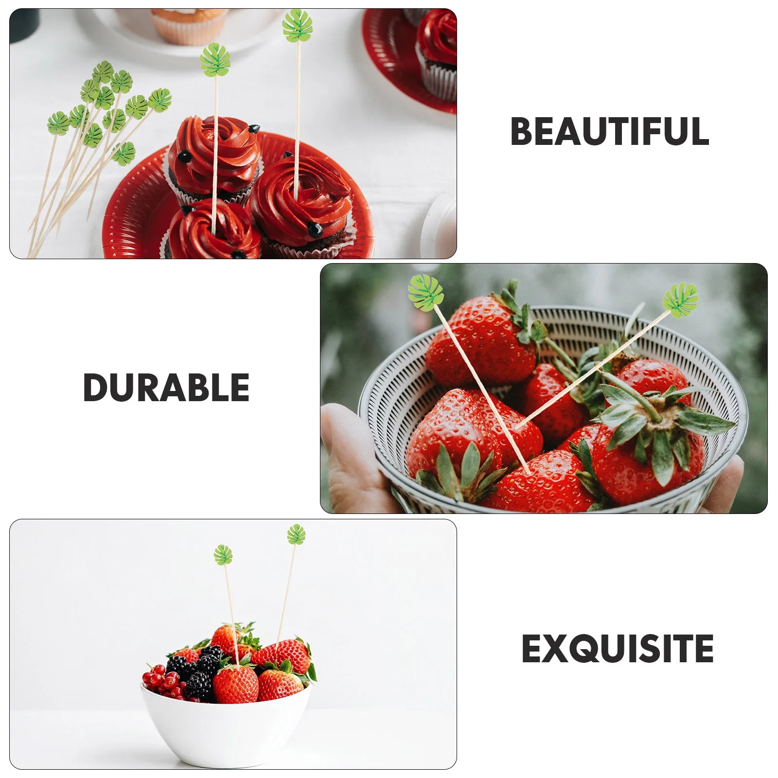 

100pcs Fruit Wooden Turtle Leaf Design Party Supplies Disposable Cocktail Snack Sticks Decorative Food Sushi Sticks Wood Drink