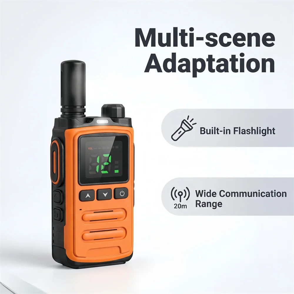 LED Display VOX Hands-Free Walkie Talkie UHF 400-470MHz Two Way Radio Long Range Built in Flashlight 16CH Transceiver
