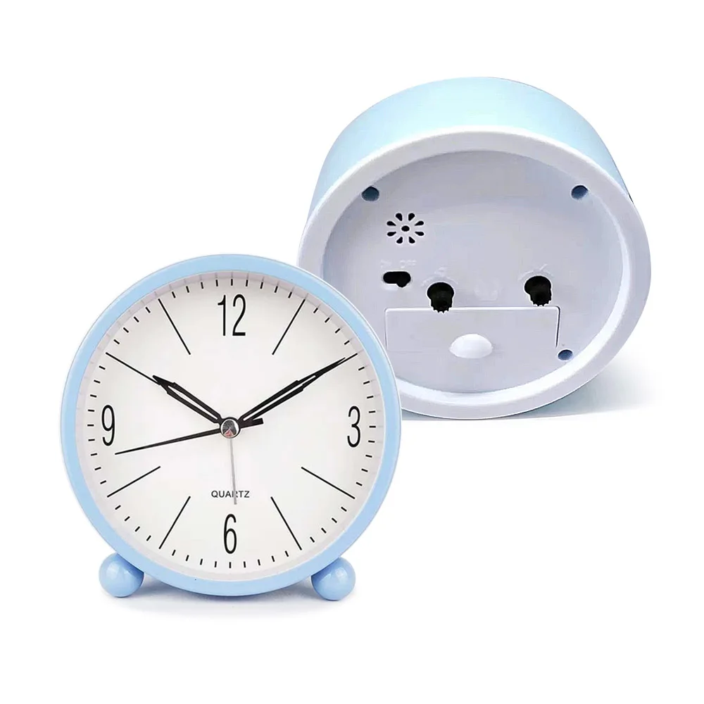 Top Sale Custom Logo Plastic Alarm Colock 5 Colors for Choice Colorful round alarm Sublimation Blanks Clock 2 pcs wholesale