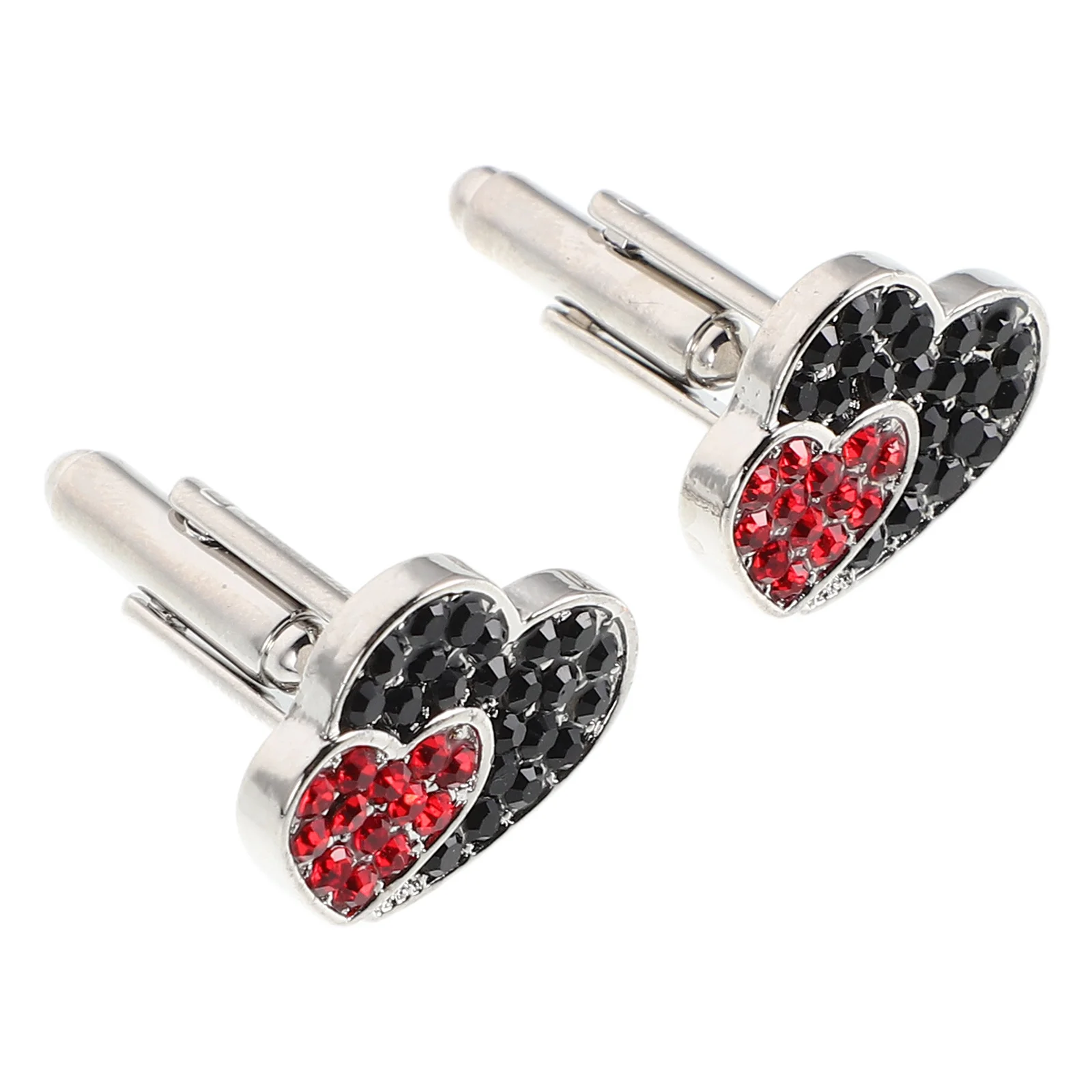 2 pezzi gemelli con strass a forma di cuore per donna uomo camicia borchie bottoni manica gioielli di moda accessorio abito smoking matrimonio