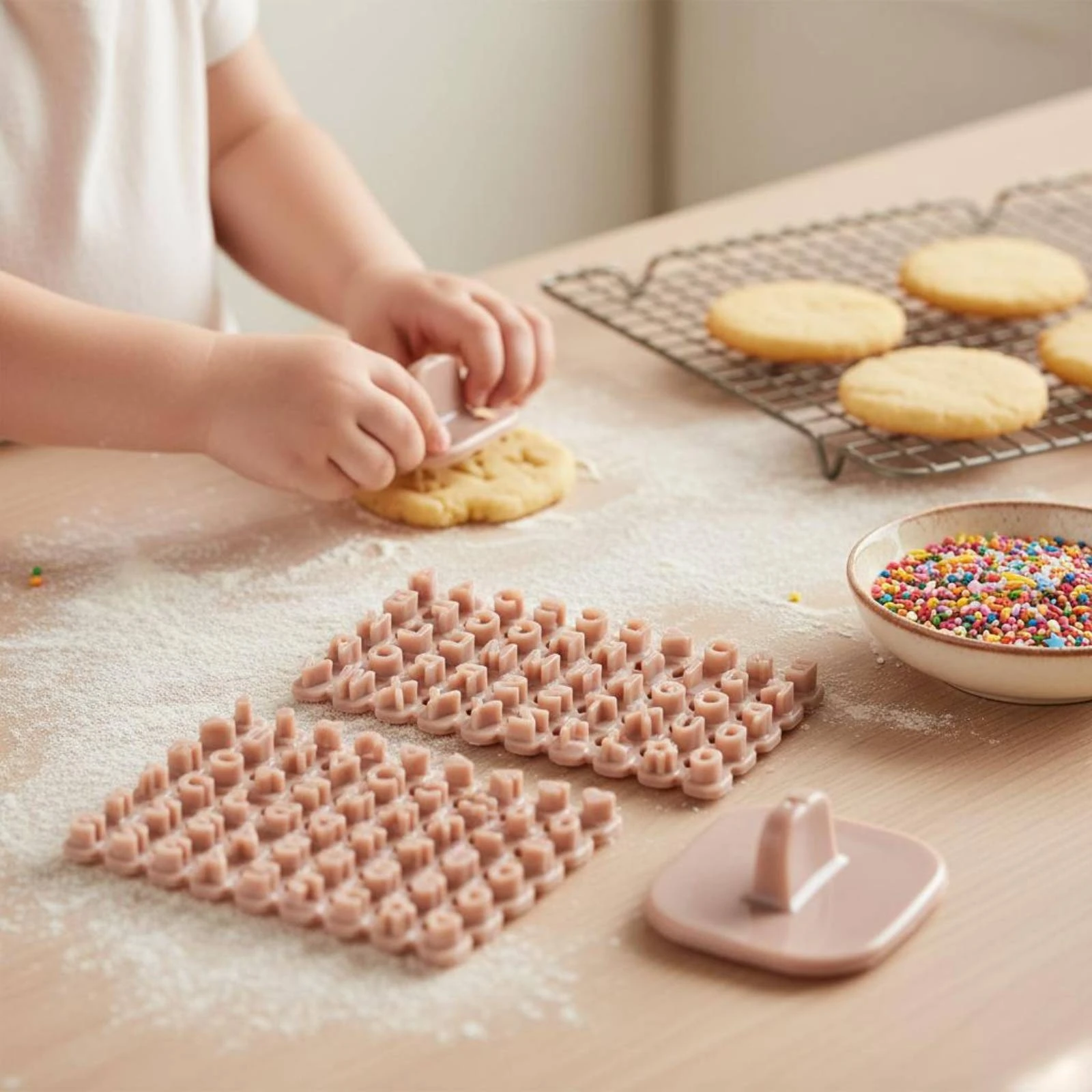 

Cookie Stamping Mold Coffee-Colored Cookie Letter Stamp Set Fondant Cake Stamp Rectangular Number Fondant Stamps Raised Letters