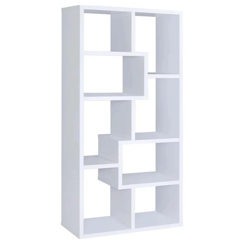 Modern Asymmetrical 8-Cube Bookshelf, Staggered Cube Shelf Open Back Bookcase, Contemporary Display Storage Unitpromote sales