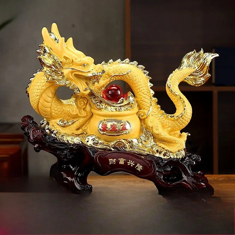 Zodiac Dragon Ornament Lucky Crafts Qinglong Help Yunlong Jewelry Lucky Gourd Office Ornament Opening Gifts