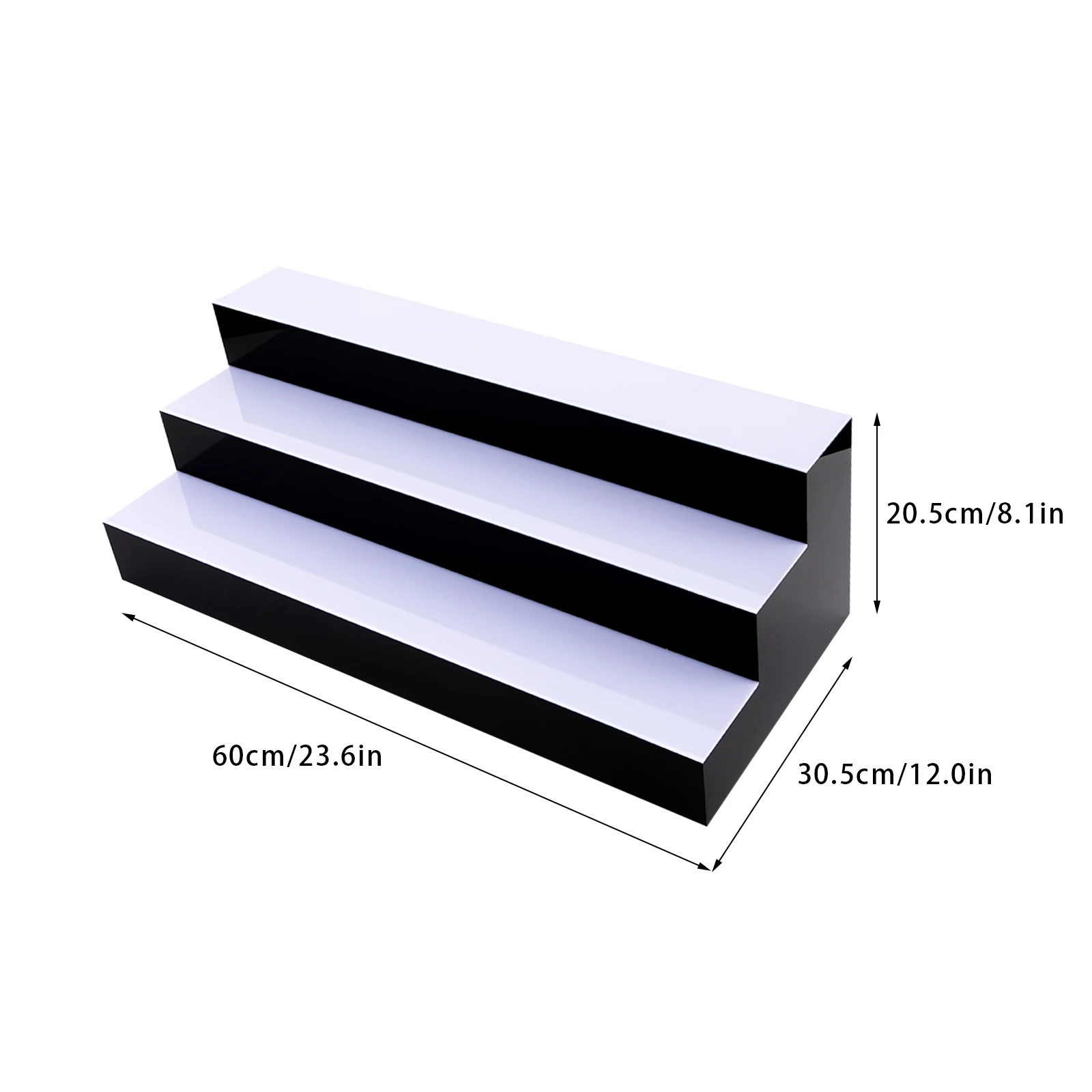 24inch 3 Step Tier LED Lighted Back Bar Glowing Liquor Bottle Display Rack Black