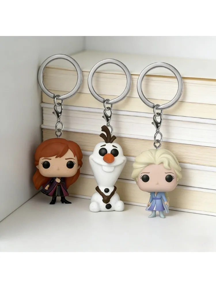 Figurines de poche porte-clés Princesse Anna Elsa Olaf Collection Jouets pour enfants avec boîte