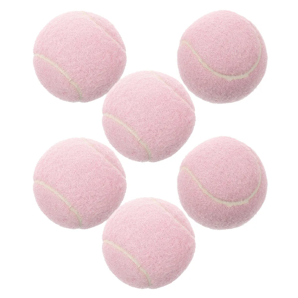 

6Pcs Fashion Pink Tennis Balls for Beginner Tennis Training Bouncy Rubber Balls for Indoor Outdoor Playground Practice