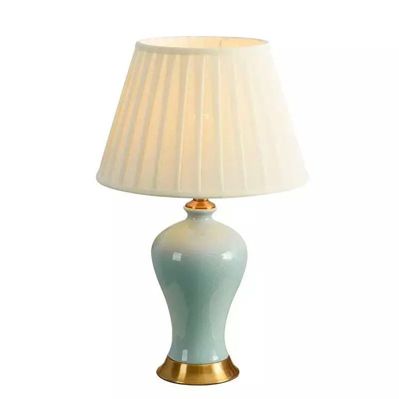 

American copper postmodern living room remote control ice crack ceramic desk lamp bedroom bedside hotel club hotel room l