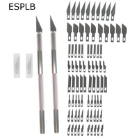 ESPLB 80pcs Mixed Blades +2pcs Non-slip Metal Scalpel Knife Cutter Engraving DIY Craft Hobby Sculpture Knife
