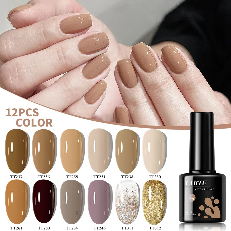 Ensemble de vernis à ongles Gel œil de chat 12 pièces Gel pour ongles Gel Semi-permanent 12 couleurs nu rose rouge bleu vert marron noir, haut
