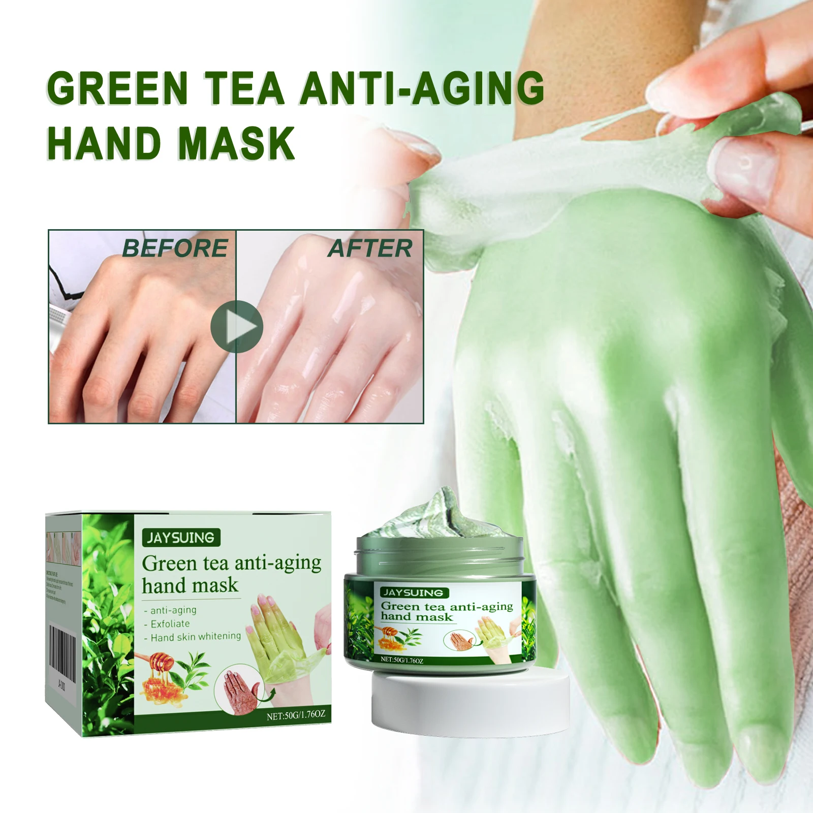 

Green Tea Anti-Wrinkle Hand Mask - Hydrating & Moisturizing, Firms & Revitalizes Hand Skin