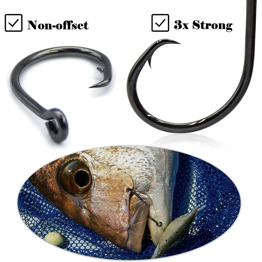 Black Offset Circle Hooks for Big Game Saltwater Tuna Fishing Hook 4# 1# 1/0# 2/0# 3/0# 4/0# 5/0# 6/0# 7/0# 8/0# 10/0# 12/0#