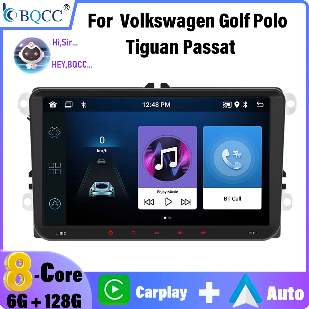 

BQCC 9'' Car Radio For Volkswagen Golf Polo Tiguan Passat Wireless Carplay Android Auto GPS WIFI Wiring Protection Car Stereo