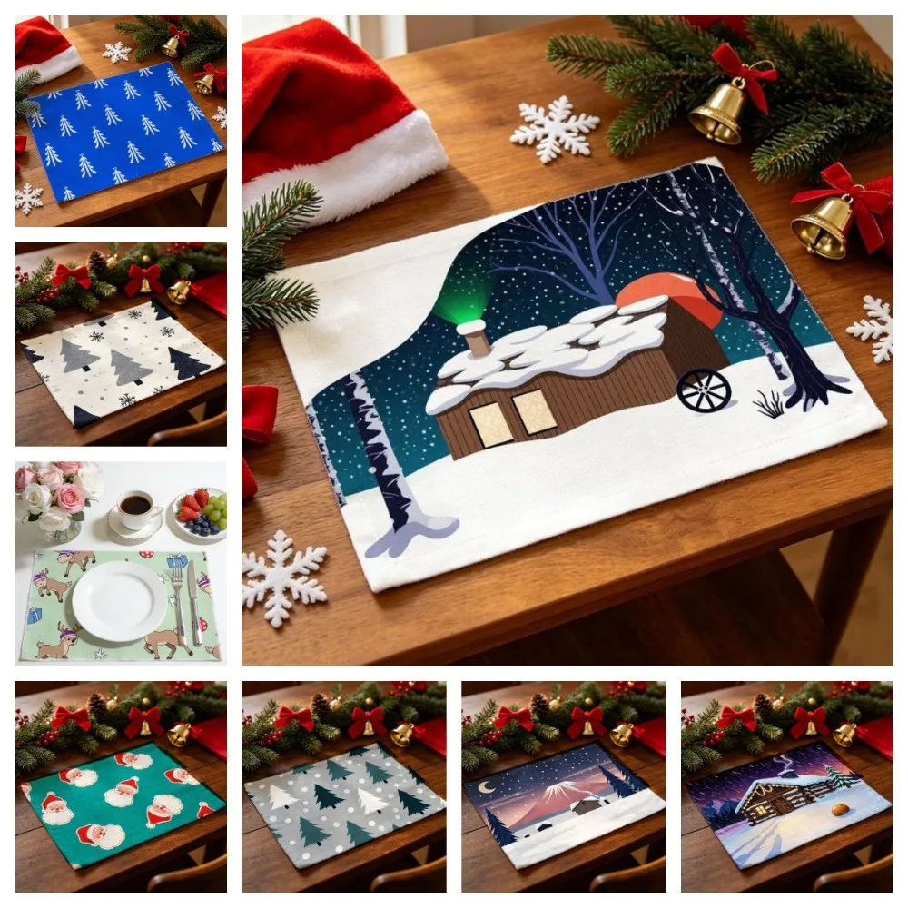 Christmas Winter Printed Meal Mat Restaurant Decorative Table Mat Atmosphere Gift