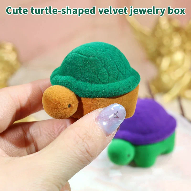 Cartoon Cute Ring Box, Turtle-shaped Jewelry Box, Velvet Earring Box, Flocked Box, Exquisite Jewelry Gift Box