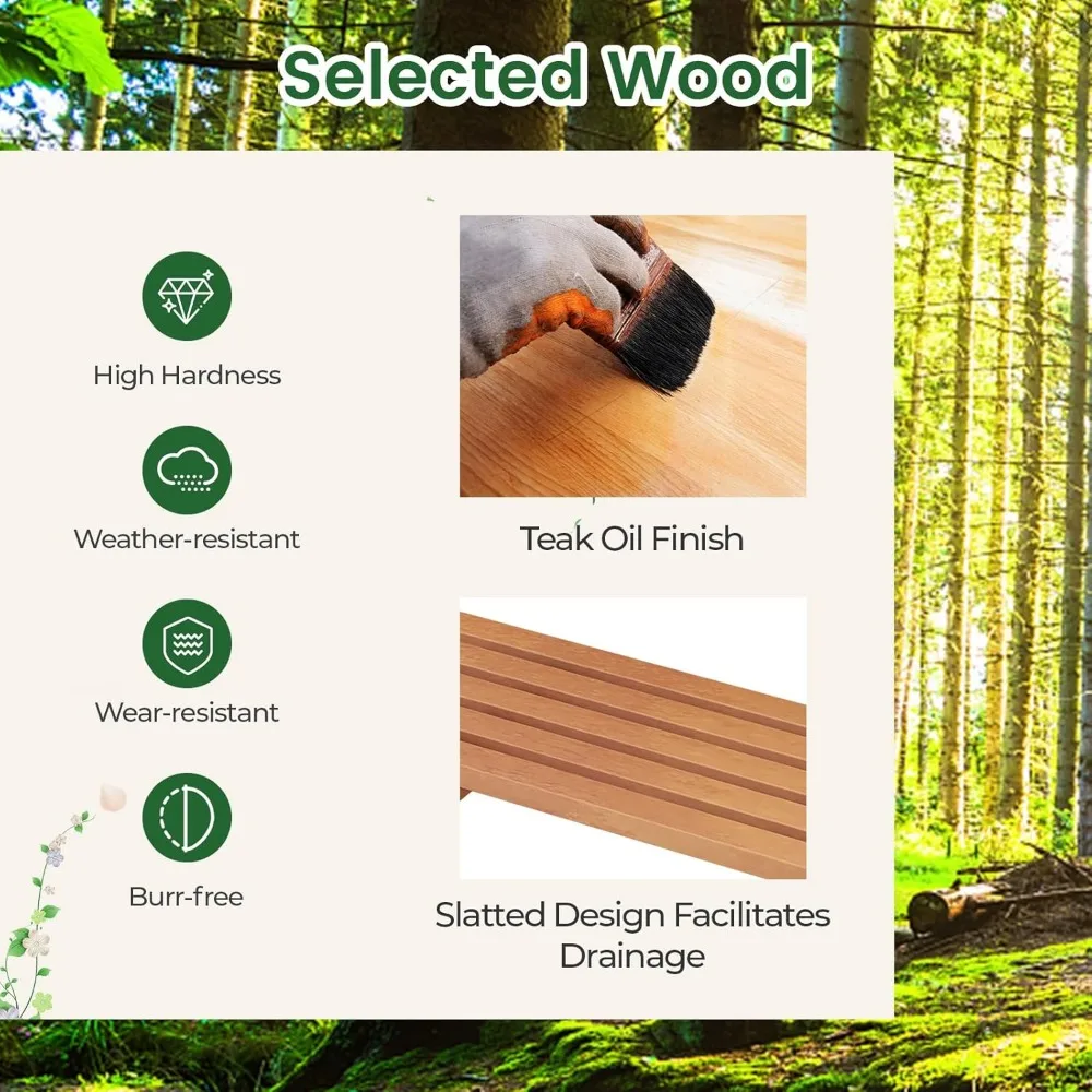 مقعد قابل للطي بطبقتين مع أرفف تخزين، محطة عمل خشبية للبستنة الخارجية للشرفة والساحة #5