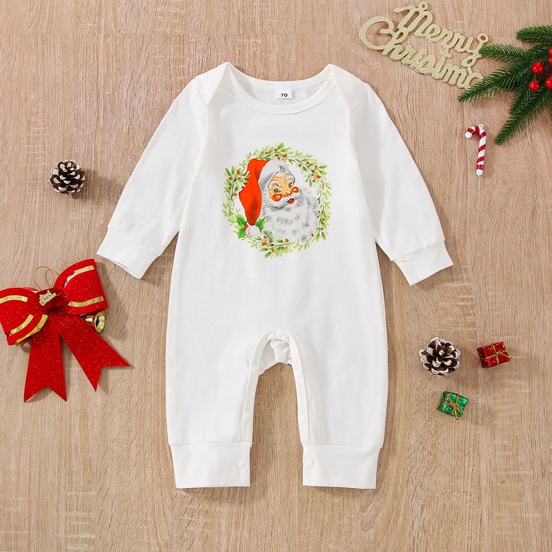 Christmas Toddler Romper Festive Short Sleeve Crew Neck Reindeer Print Playsuit for Holiday Celebrations