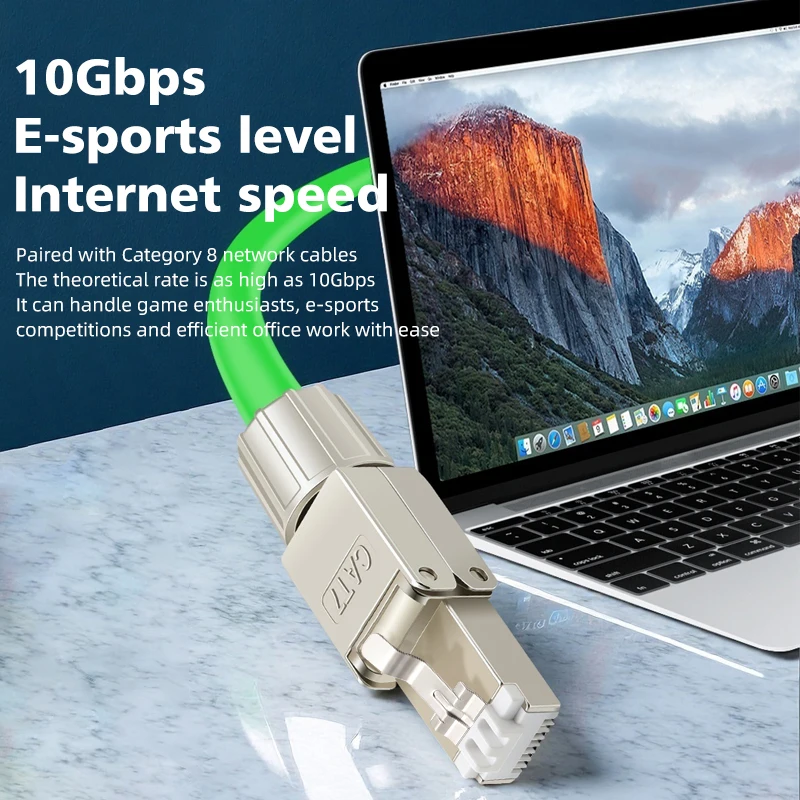 BYXGD CAT7 RJ45 Connector Tool Free Shielded Network Plug 10Gbps Gold Plated Ethernet Connector CAT6A Reusable for Server CCTV