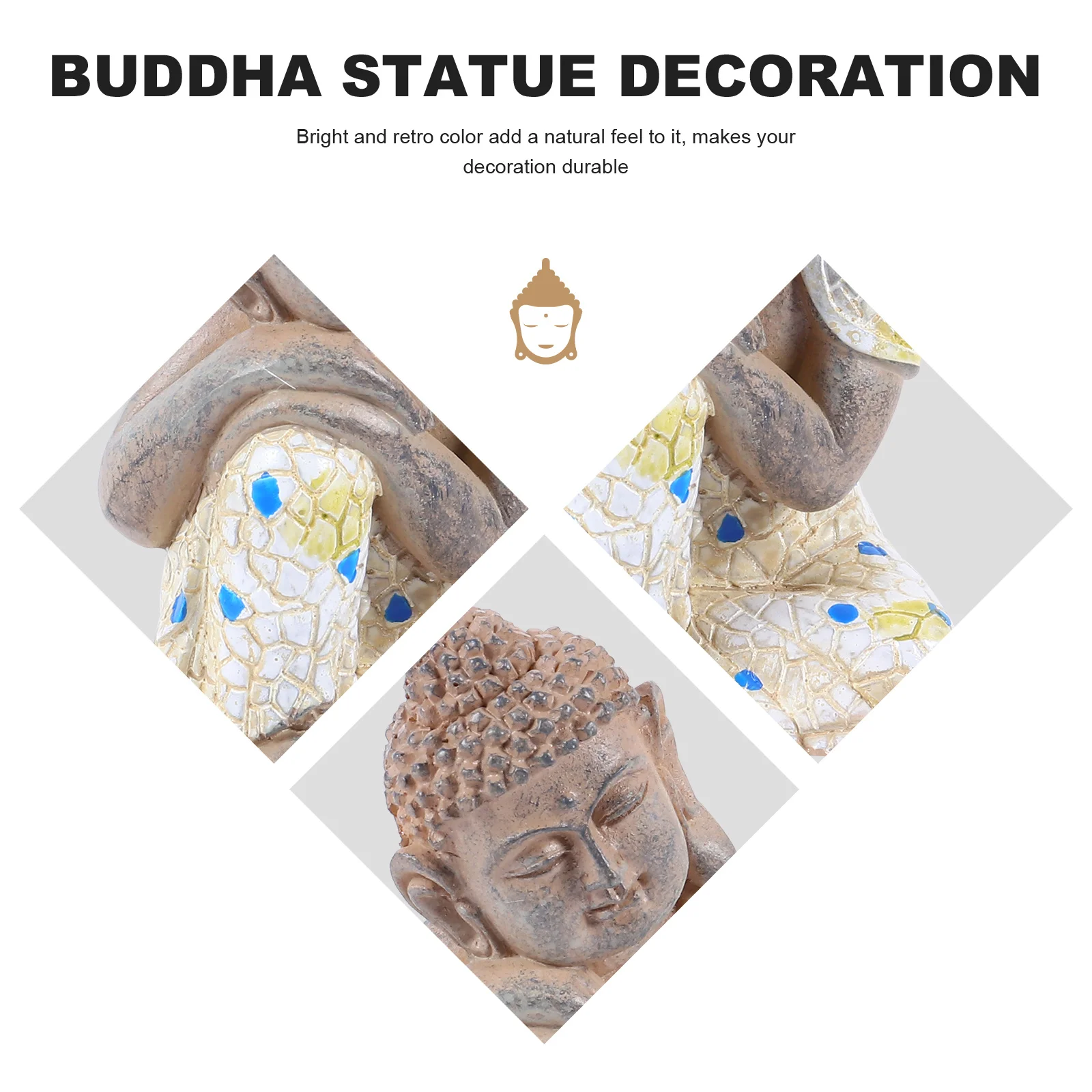 

Zen Buddha Statue Resin Outdoor Garden Decor Meditation Style Bright Retro Relaxing Yard Porch Ornament
