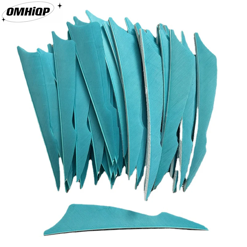 Penas naturais de Turquia para Tiro com Arco, Fletches Penas, Fletching Seta, Lago Asa Azul, Asa Direita, 4 Polegada, 50Pcs