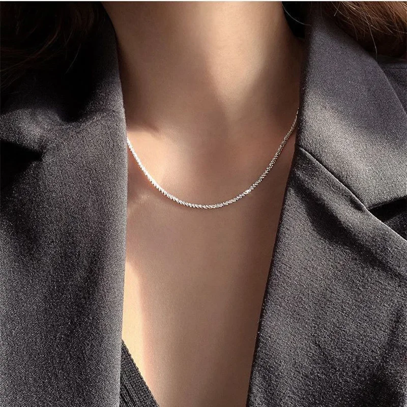 TrustDavis Genuine 925 Sterling Silver Star Heaven Short Chain Clavicle Chain Necklace For Women Wedding Jewelry Gift DS2106