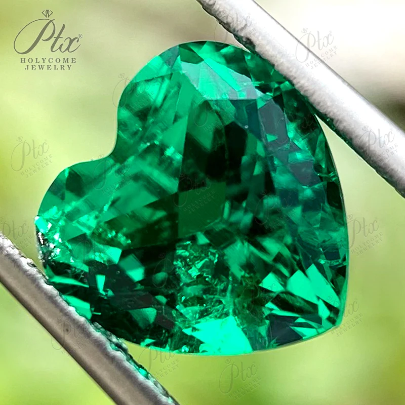 Lab Grown Colombia Emerald Heart charms  jewelry Brilliant Cut Hydrothermal  AGL Certificated Diamond Beads Jewelry Making Gems