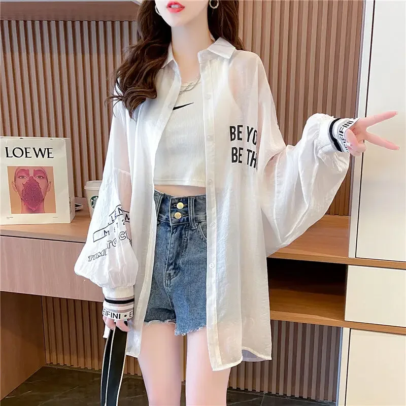 Spring Summer Women\'s Jackets Button Down Shirt Long Sleeve Coats Lightweight Breathable Sun Protection Cardigans Tops New