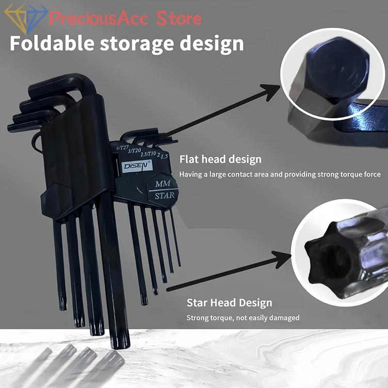 1 Set Set di cacciaviti con chiave esagonale a brugola con manica Set di chiavi a brugola Coppia universale metrica lunga per motocicli Biciclette