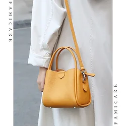 2024 New Summer Women Bag Lady Fashion piccola borsa a secchiello in vera pelle Cross-body Messenger borsa a tracolla minimalista femminile