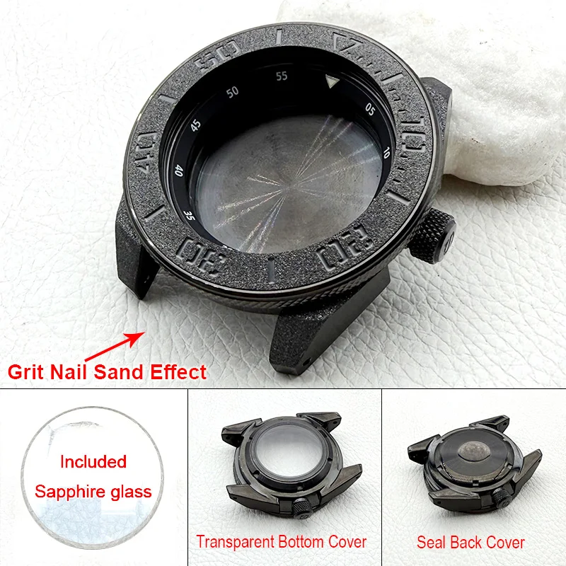 45mm Black Mod SRPF Samurai Series Men's Diving Watch Case Fits NH35 NH36 7S 4R Movement 200M Water Resistance Watch Case Custom