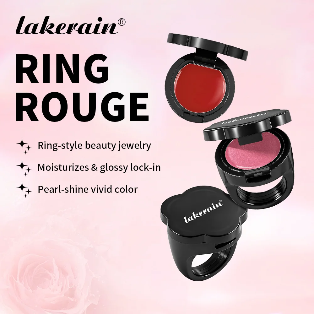 Lakerain Ring Rouge Lipstick Long Lasting Moisturizing Shining Lips Cheeks Dual-use Anti wrinkle Nourishment Ring Style Lipstick