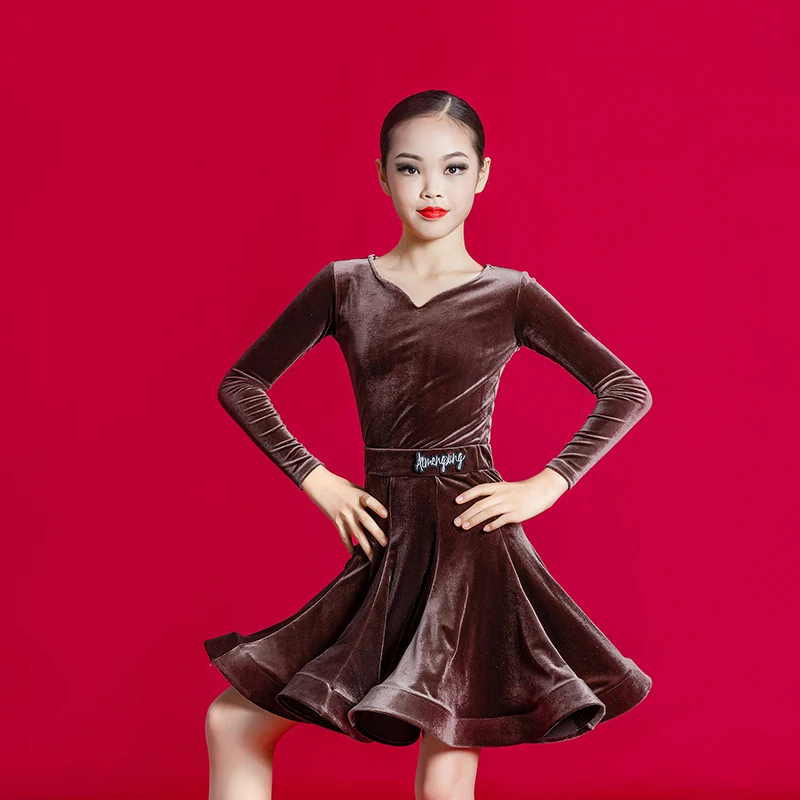 Vêtements de concours de danse latine pour filles, grande jupe pivotante pour enfants, vêtements de classement professionnel, automne et hiver