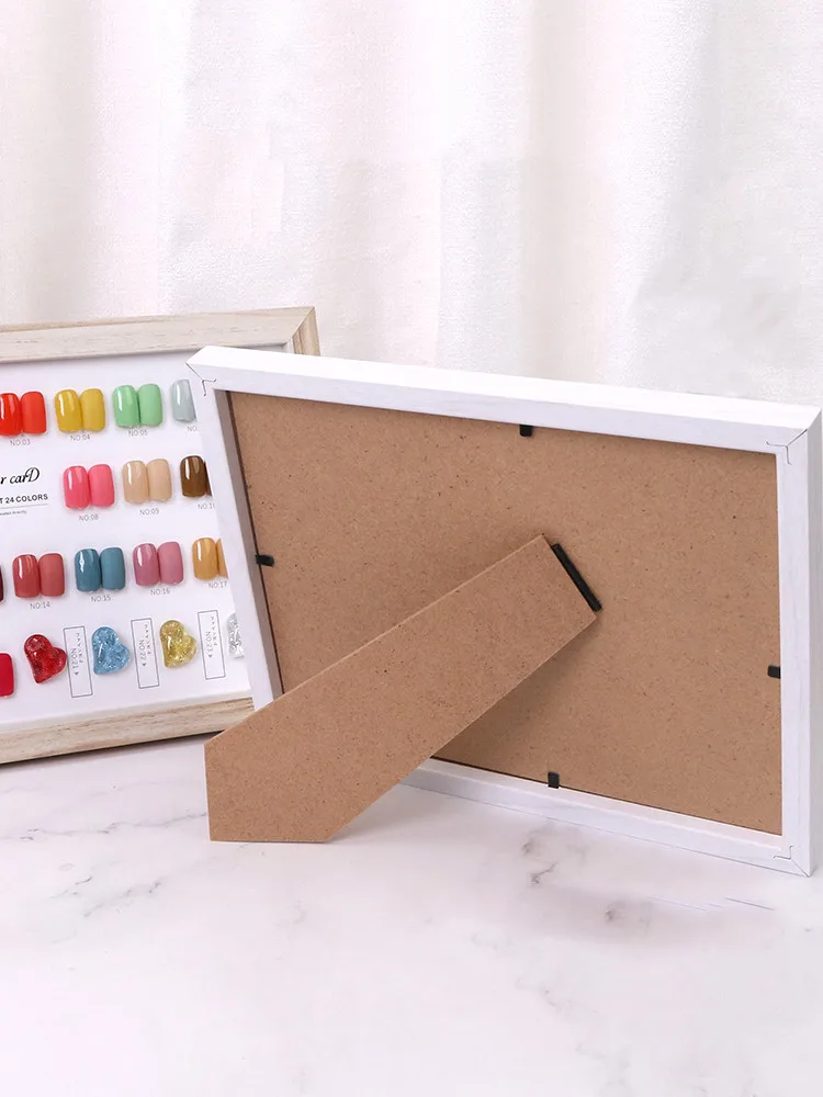 Wood Photo Frame Nail Gel Polish Display Chart Nail Polish Color Card Nail Art Showing Shelf Holder with False Tips